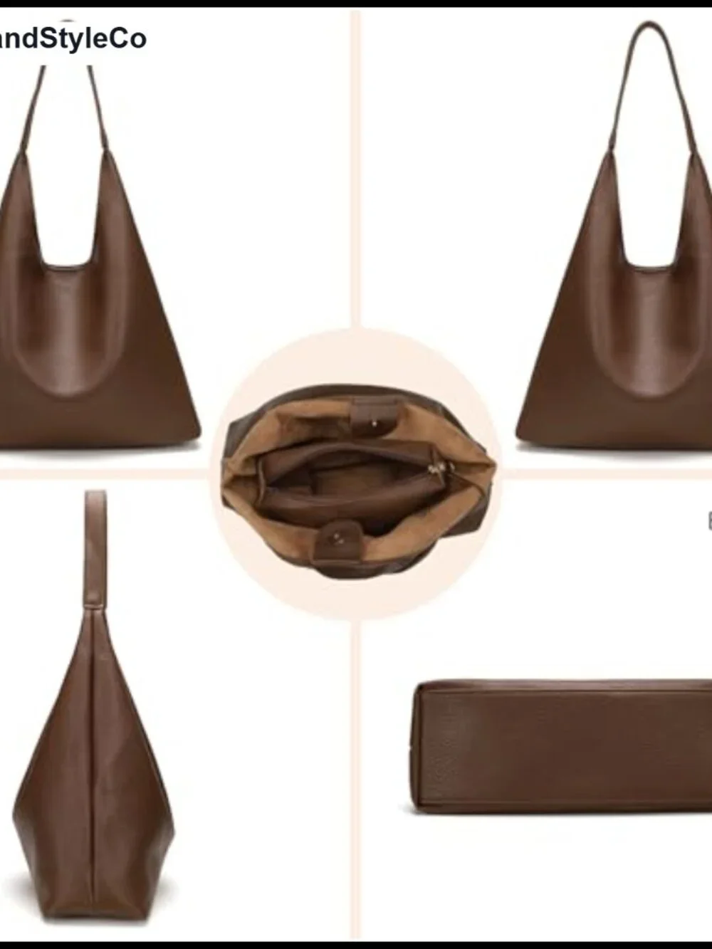 Slouchy Hobo Bag Vegan Leather Shoulder Handbag Tote Purse with Cosmetic Bag